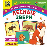 Лесные звери: 12 развивающих карточек с красочными картинками, стихами и загадками для занятий с детьми